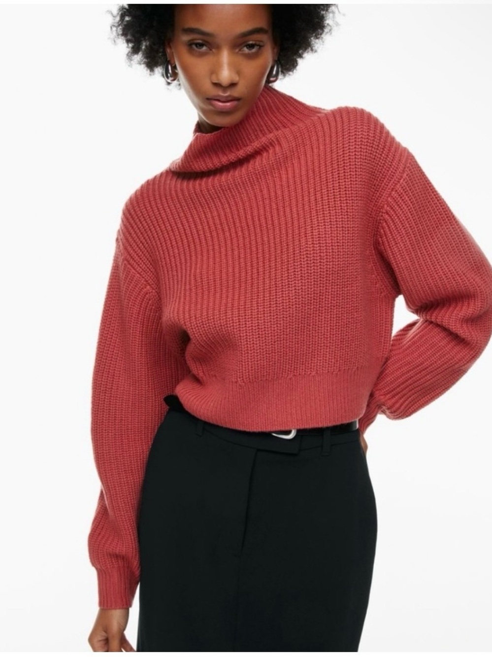 Aritzia Wilfred Montpellier Waist Turtleneck Sweater - Rosy Red